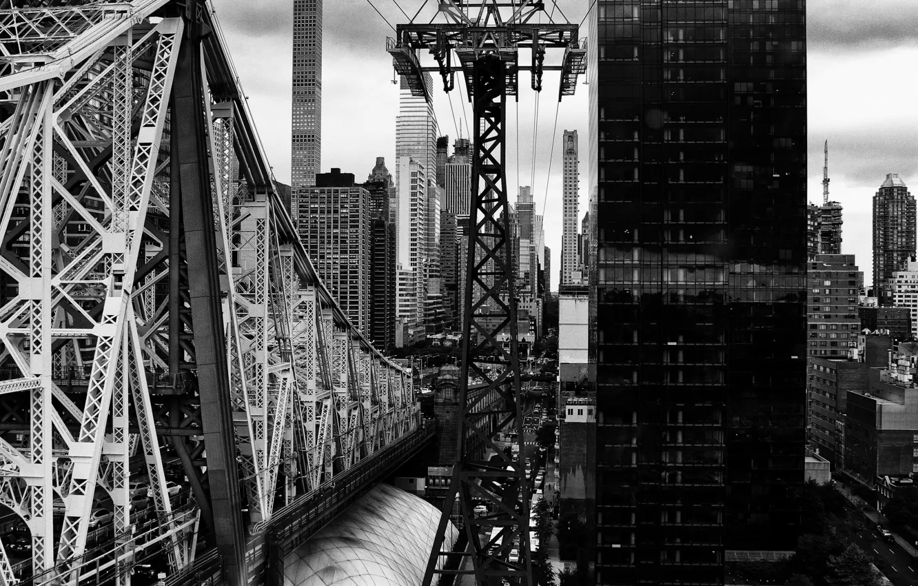 Photo wallpaper bridge, the city, the building, Long Island