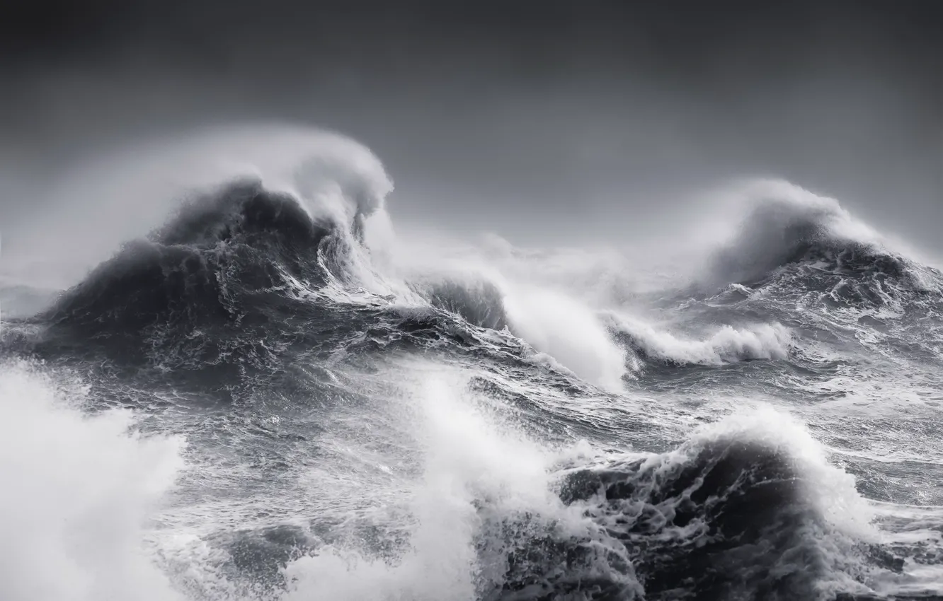 Photo wallpaper sea, wave, storm