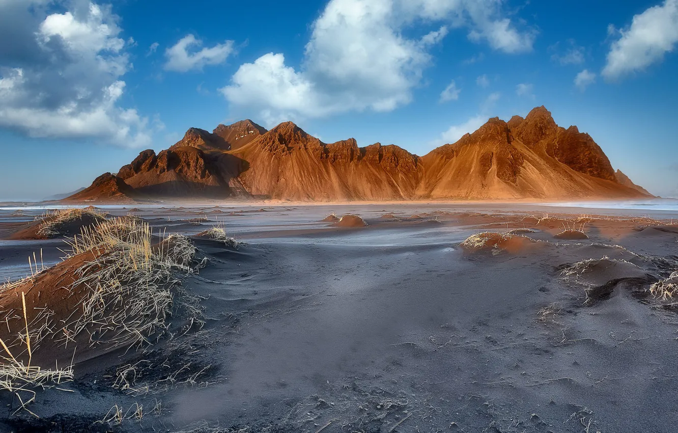 Photo wallpaper beach, mountain, Iceland, Vestrahorn