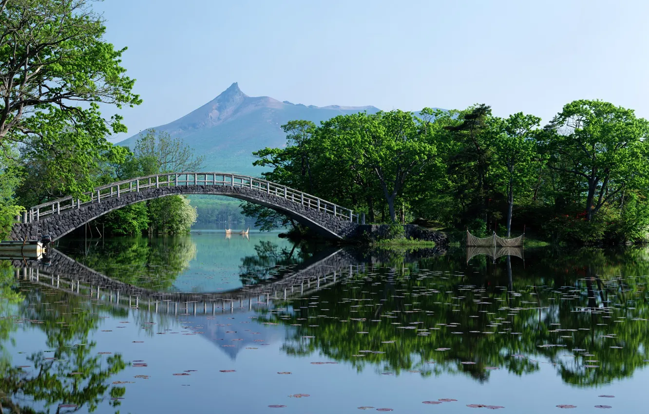 Photo wallpaper Bridge, Japan, Hokkaido