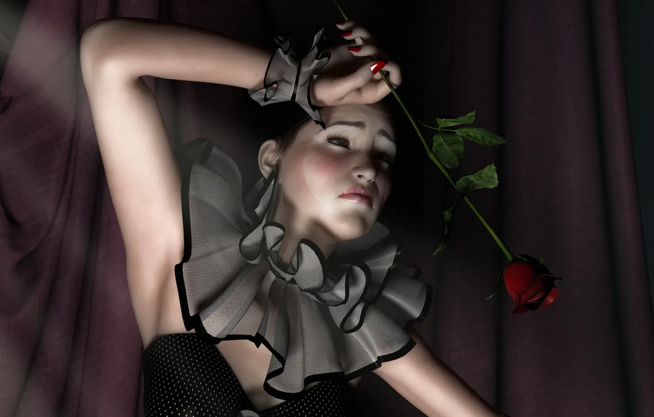 Photo wallpaper girl, background, roses