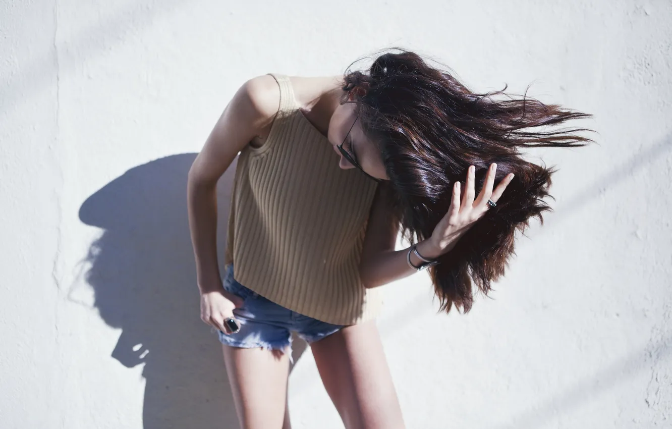 Photo wallpaper girl, pose, shorts, ring