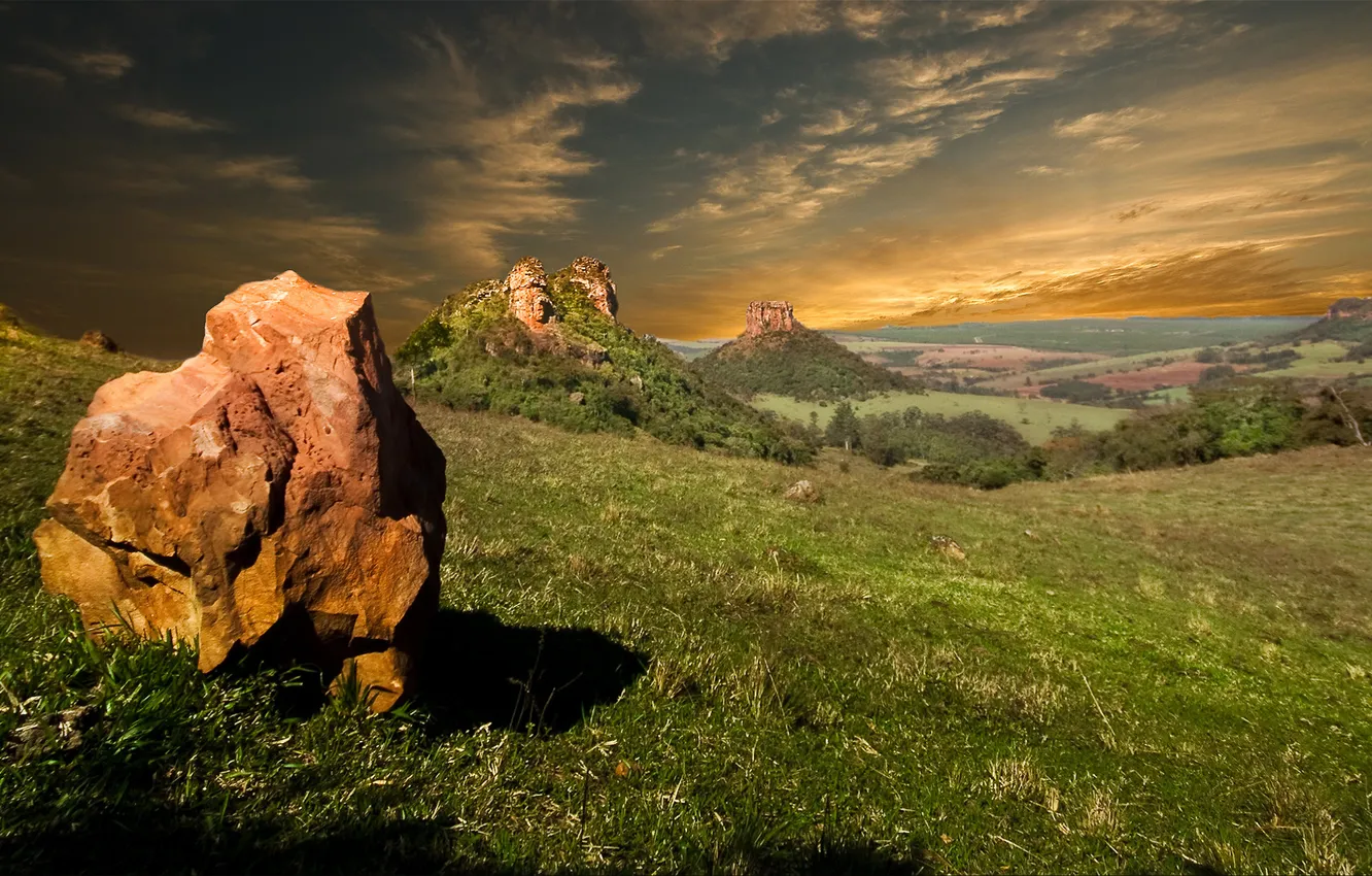 Photo wallpaper the sky, stones, valley