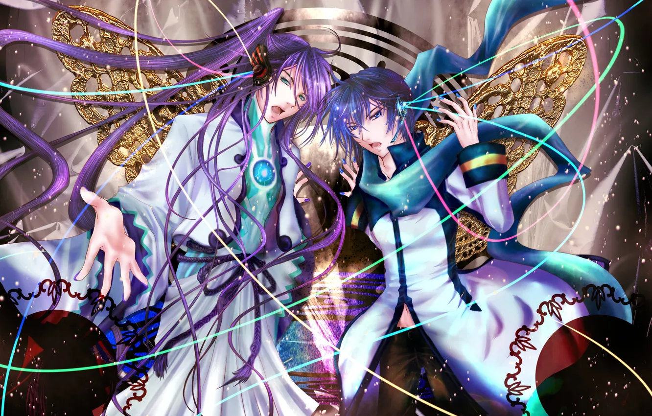 Photo wallpaper wings, headphones, guy, vocaloid, sings, kaito, kamui gakupo