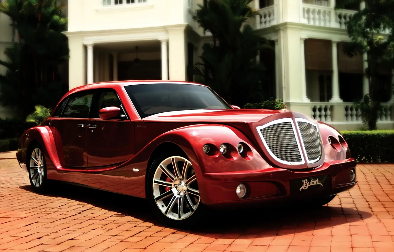 Photo wallpaper red, car, mansion, luxury, Geneva, Bufori, Bufori Geneva