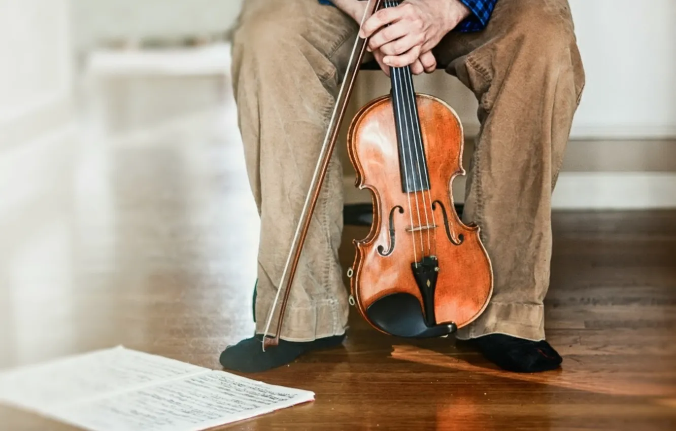Photo wallpaper notes, music, violin, people