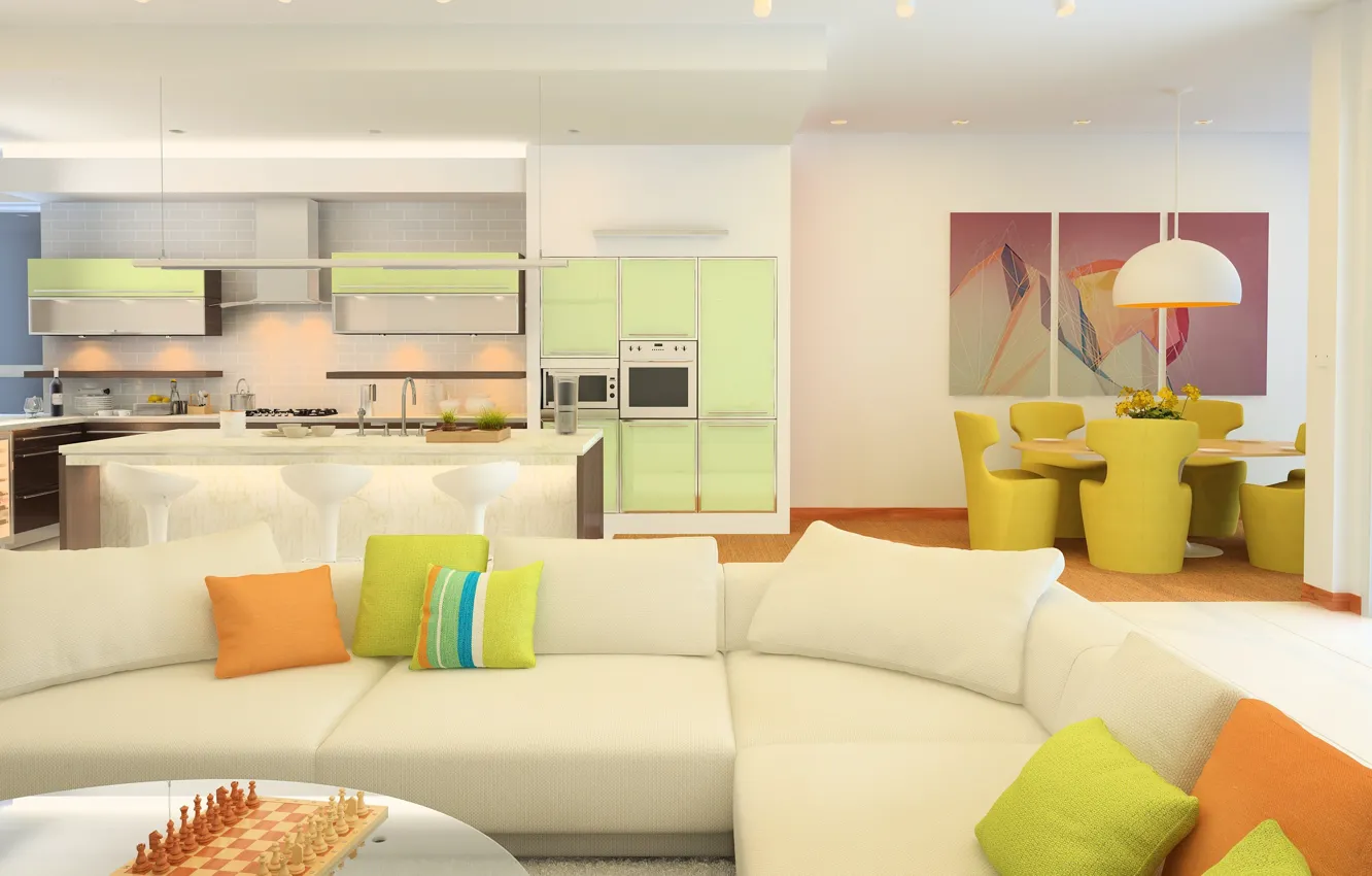 Photo wallpaper flowers, style, furniture, interior, colors, fireplace, style, living room