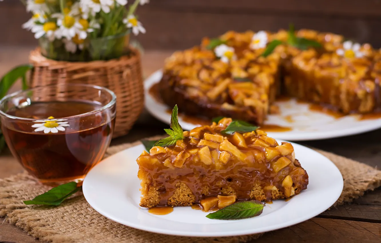Photo wallpaper tea, pie, cakes