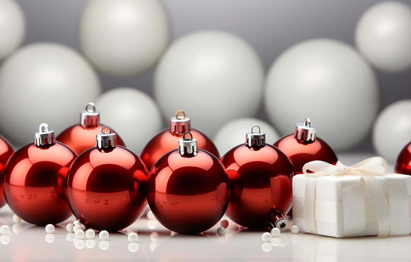 Photo wallpaper balls, New Year, Christmas, new year, happy, Christmas, balls, merry