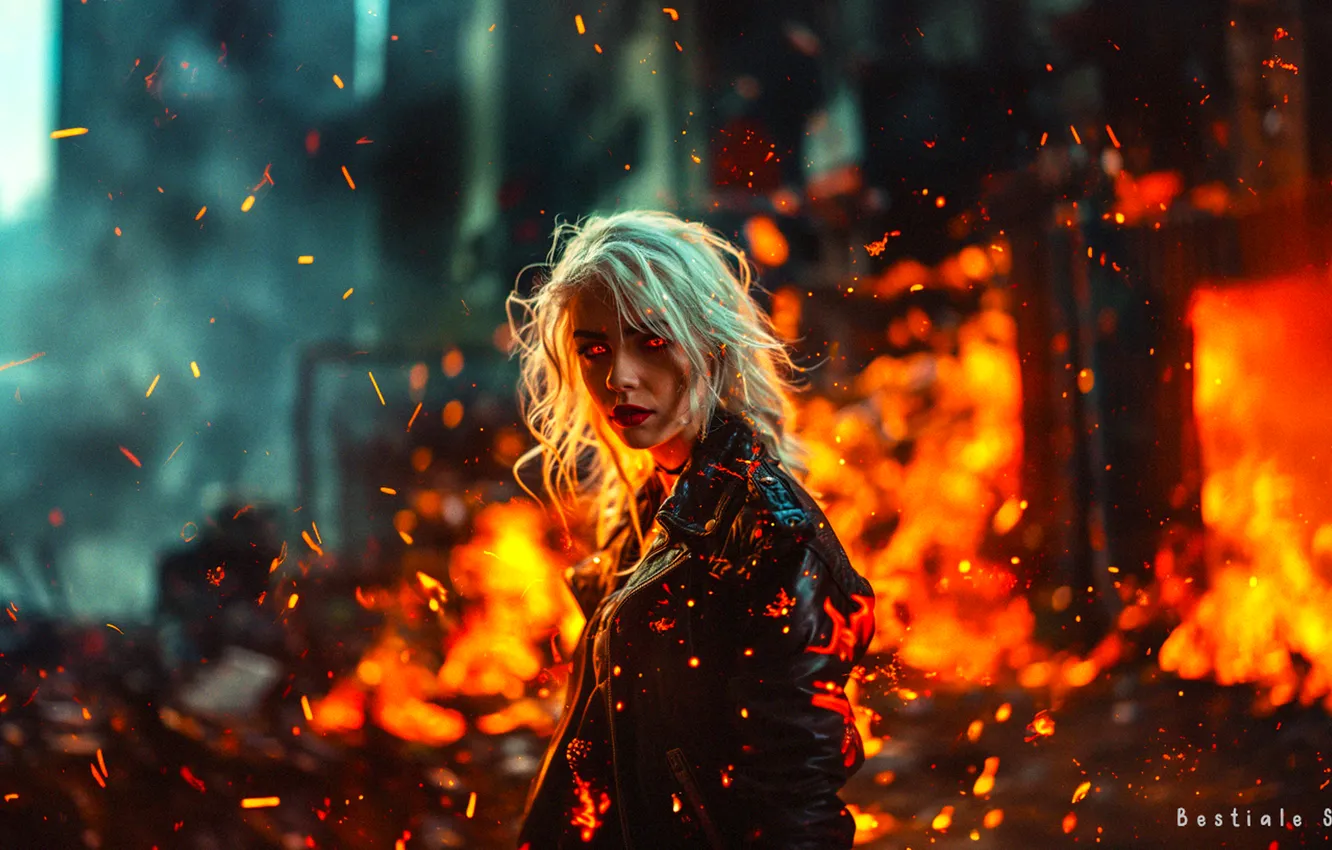 Photo wallpaper noise, women, Color Burst, procedural generation