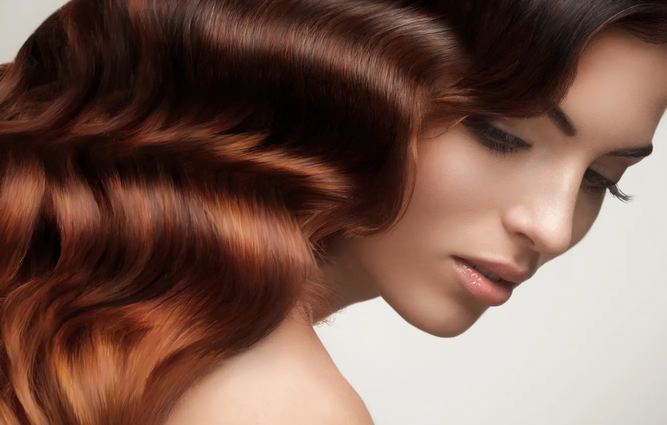 Photo wallpaper girl, face, background, hair, hairstyle, brown hair