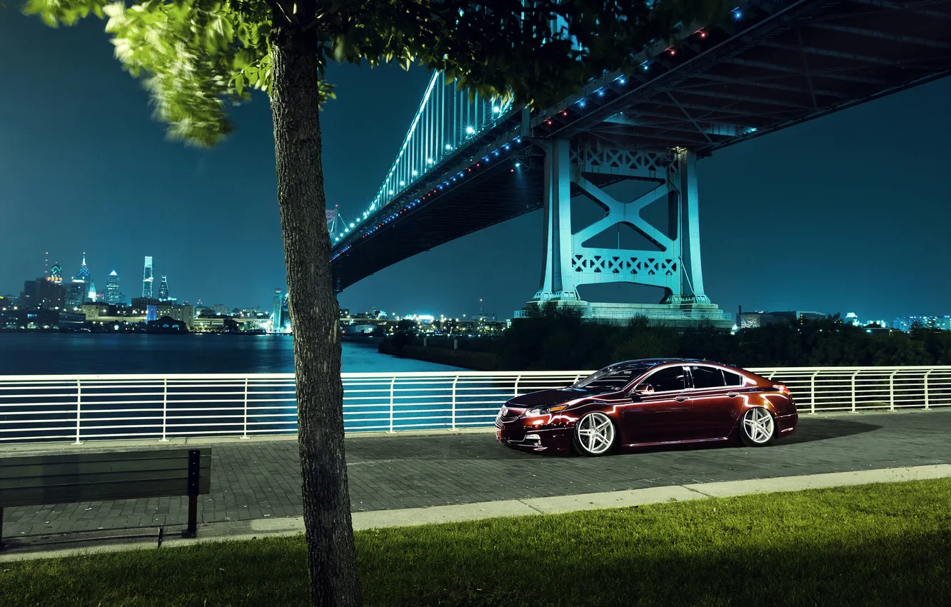 Photo wallpaper bridge, the city, black, Honda, Accord, Honda, Acura, Acura