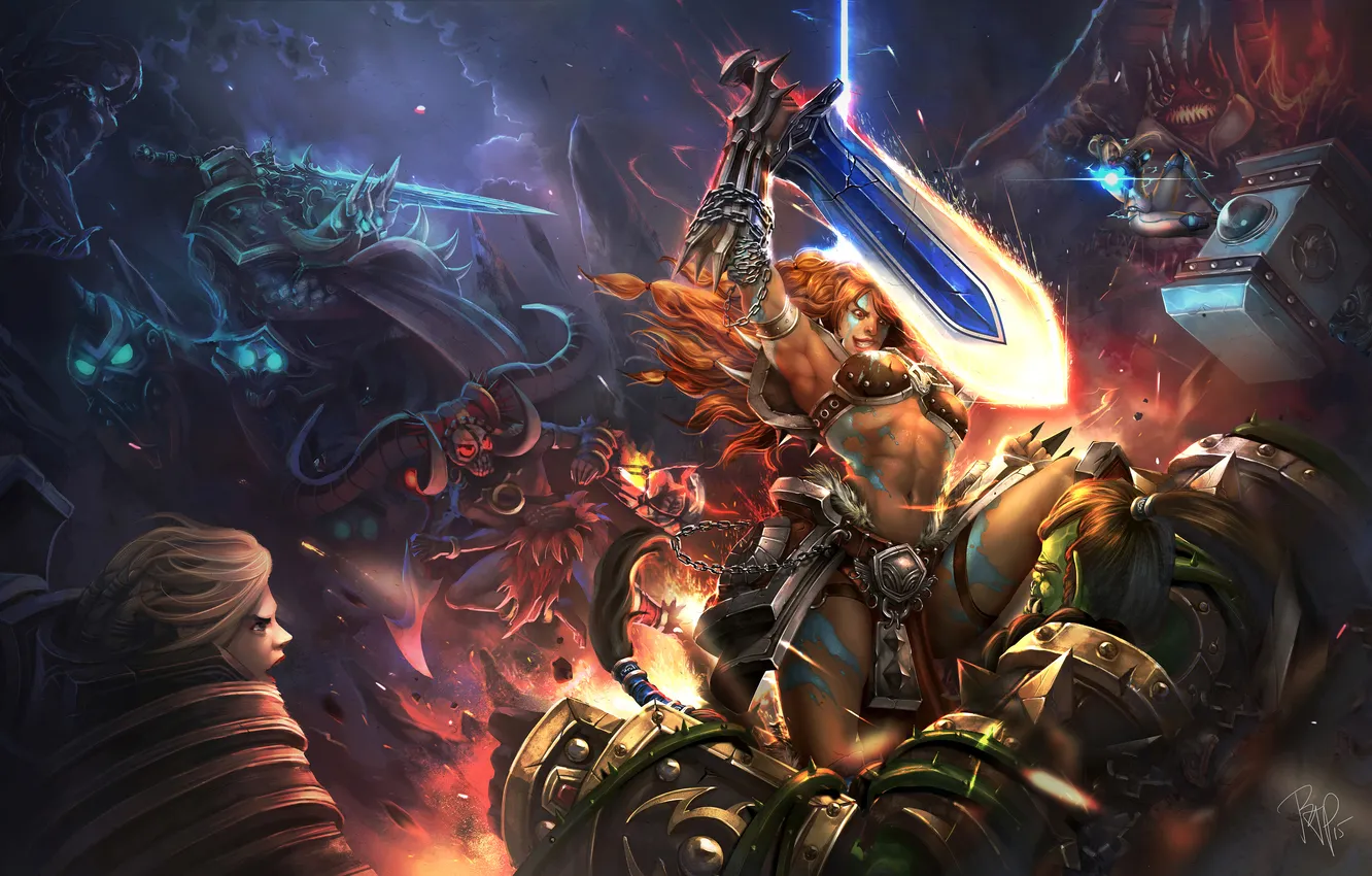 Photo wallpaper starcraft, Sonya, diablo, warcraft, Nova, arthas, Witch Doctor, sarah kerrigan
