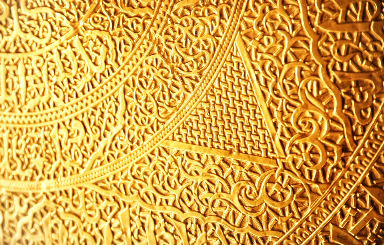 Photo wallpaper gold, pattern, gold, gold, plexus, weave, runes, script