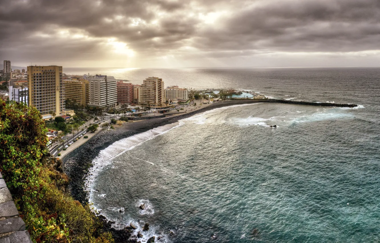 Photo wallpaper coast, Spain, Spain, Canary Islands, The Atlantic ocean, Tenerife, Puerto de La Cruz