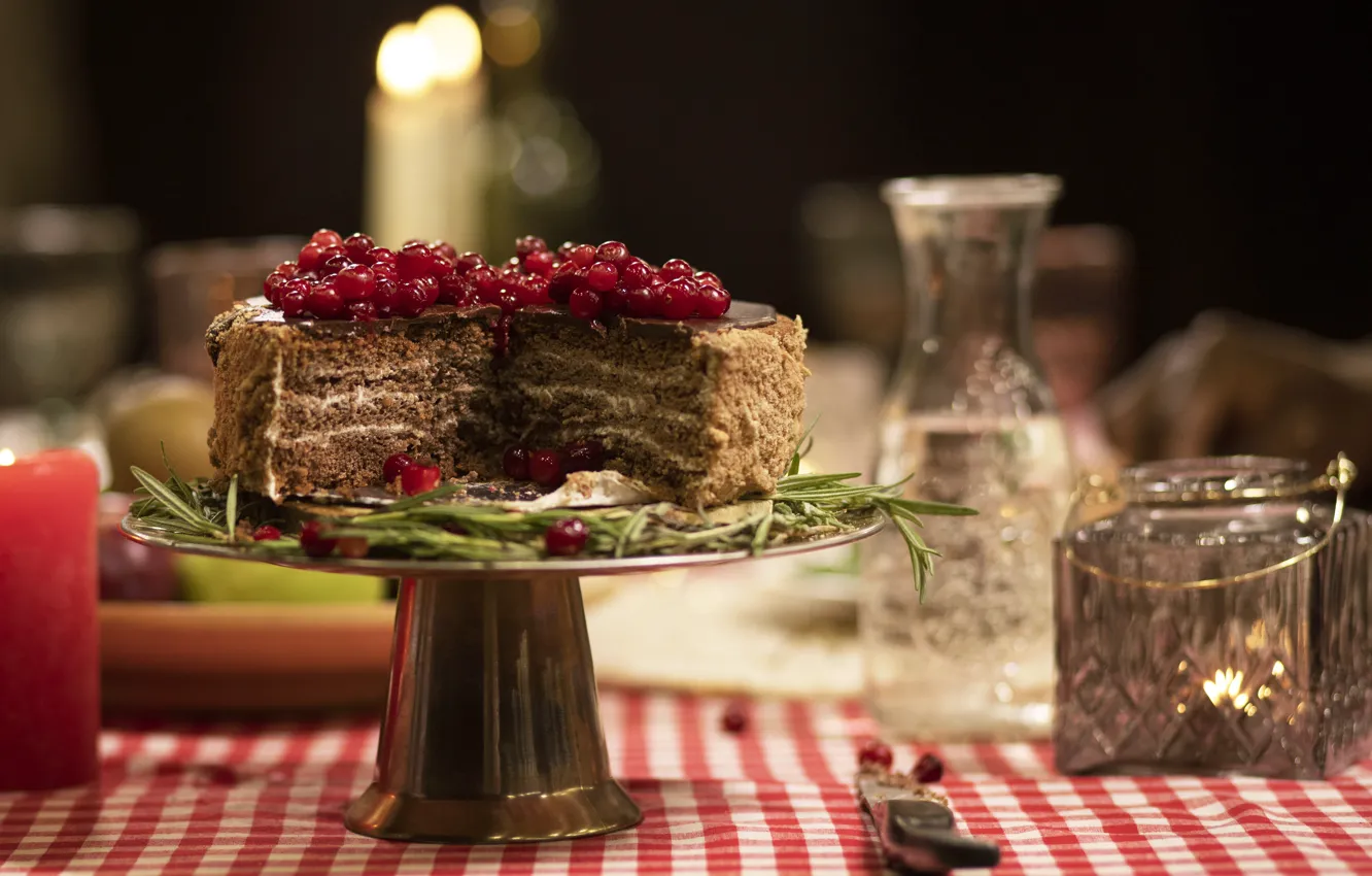 Photo wallpaper berries, cake, cranberry