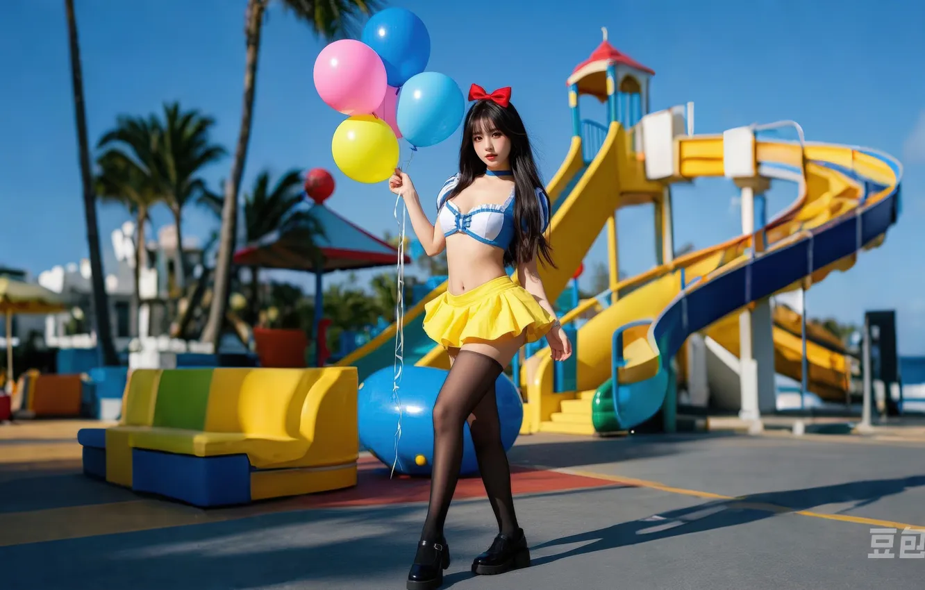 Photo wallpaper Disney, sexy, long hair, beauty, cute, short skirt, Amusement Park
