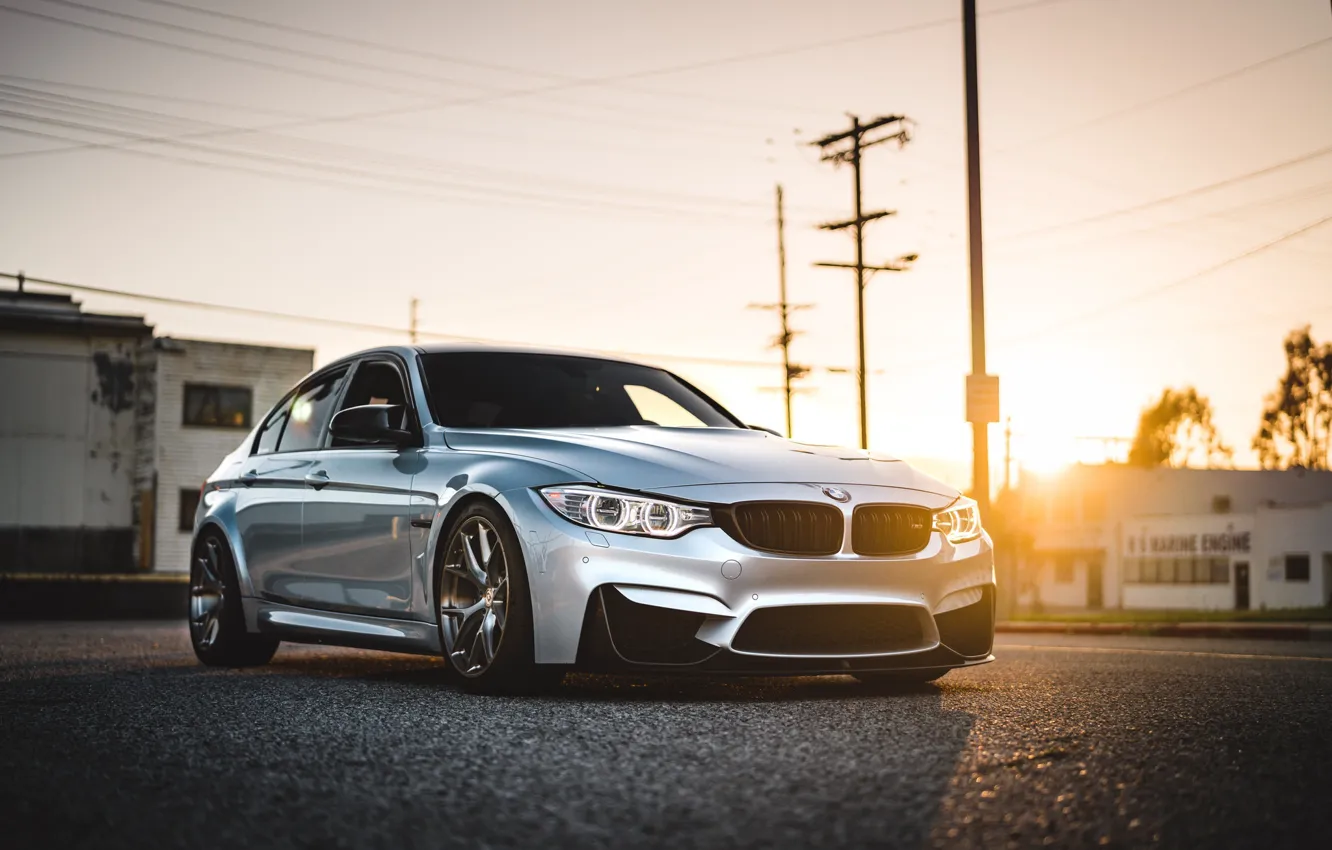 Photo wallpaper BMW, Light, Sunset, Silver, F80, Sight, LED