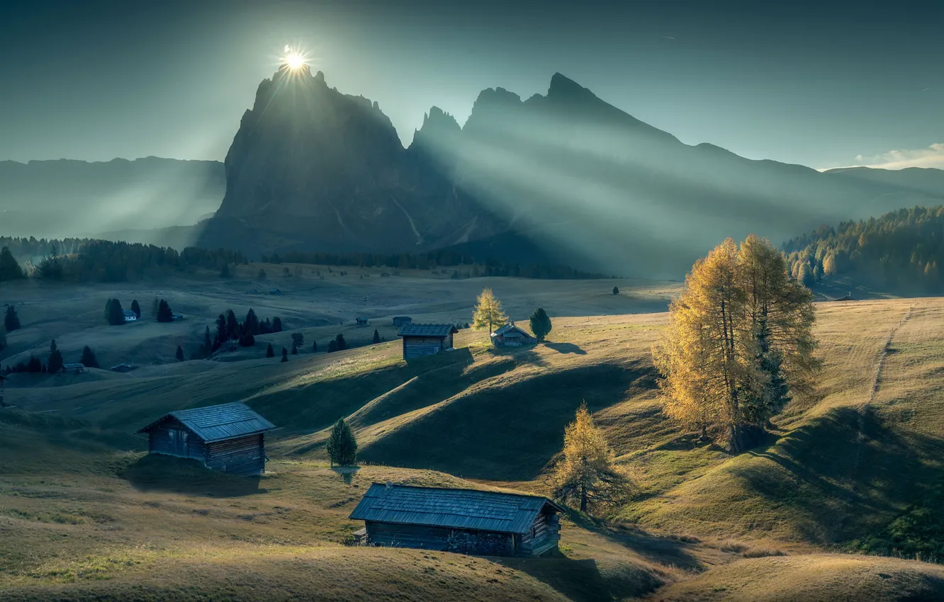 Photo wallpaper mountains, Alps, house