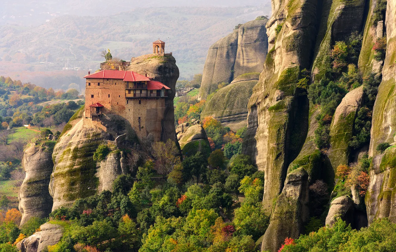 Photo wallpaper autumn, rocks, meteor, Greece, Meteora, the monastery complex