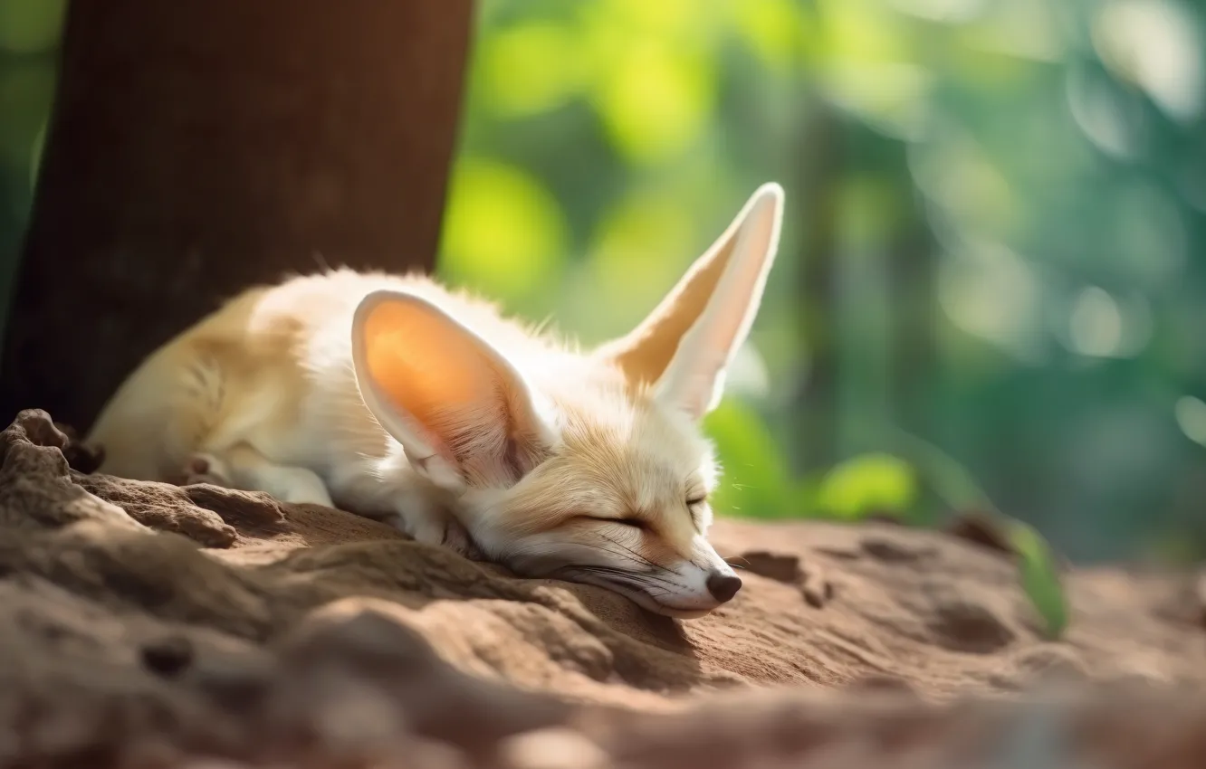 Photo wallpaper Fox, lies, Fenech, digital art, Fenech, AI art, The Art of Artificial Intelligence, neural network