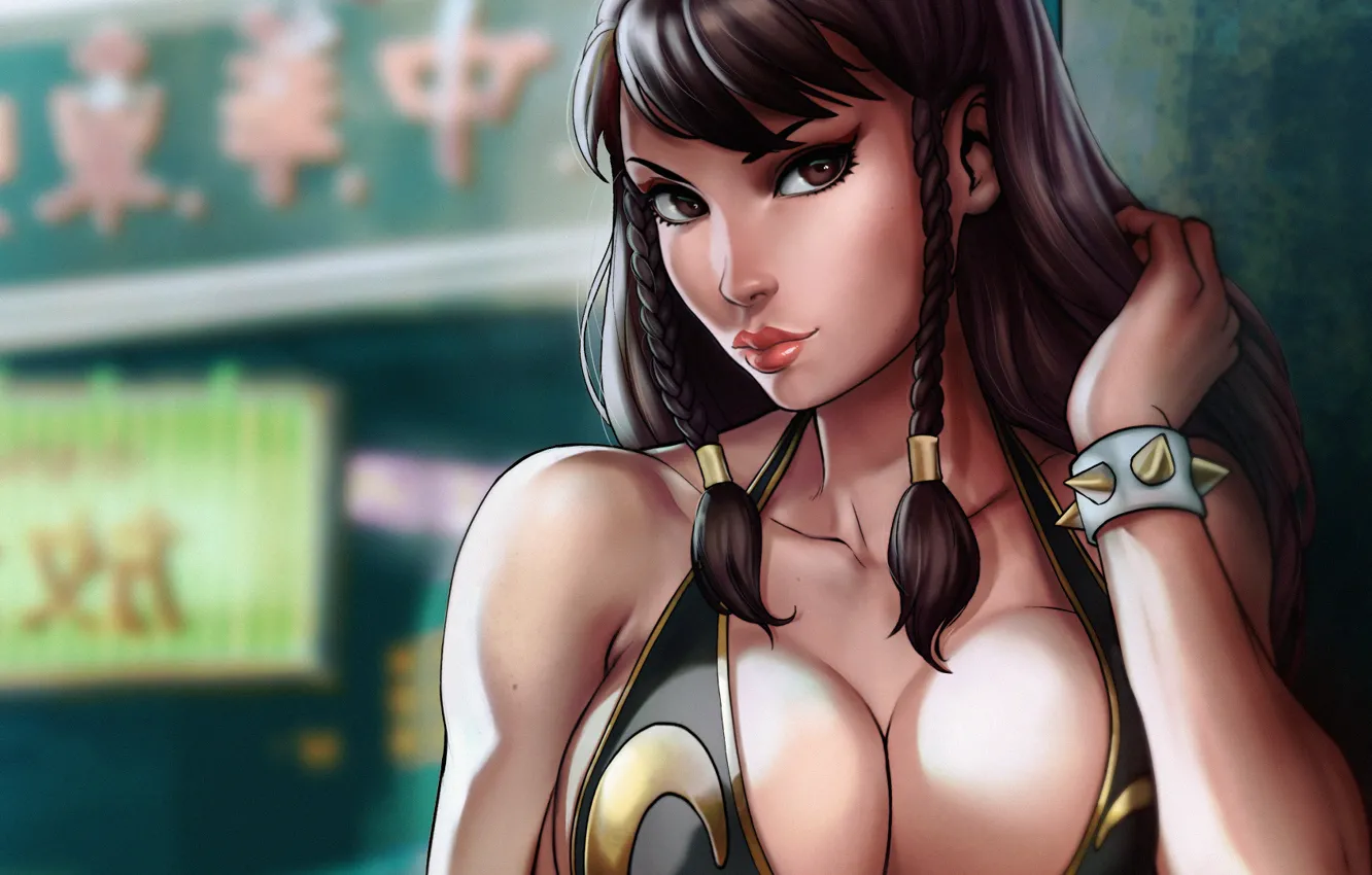 Photo wallpaper girl, boobs, Street Fighter, Chun Li