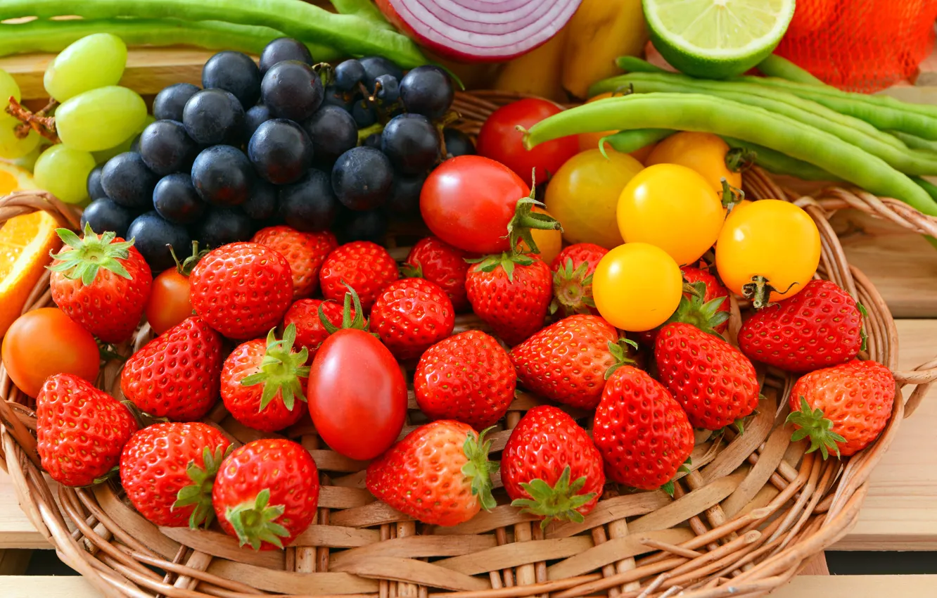 Photo wallpaper berries, fruit, vegetables, fresh, fruits, berries, vegetables