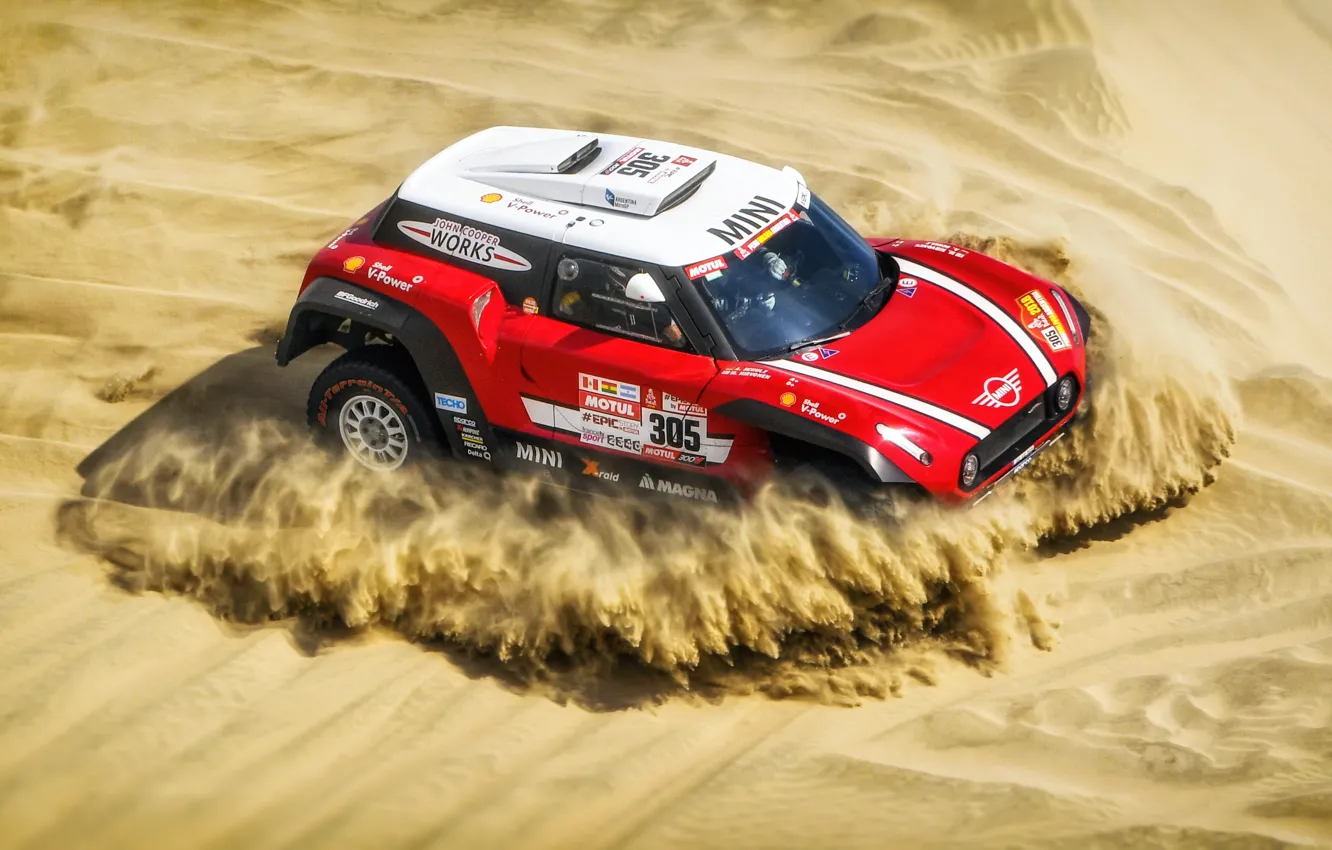 Photo wallpaper Sand, Red, Mini, Sport, Desert, Rally, Dakar, Dakar