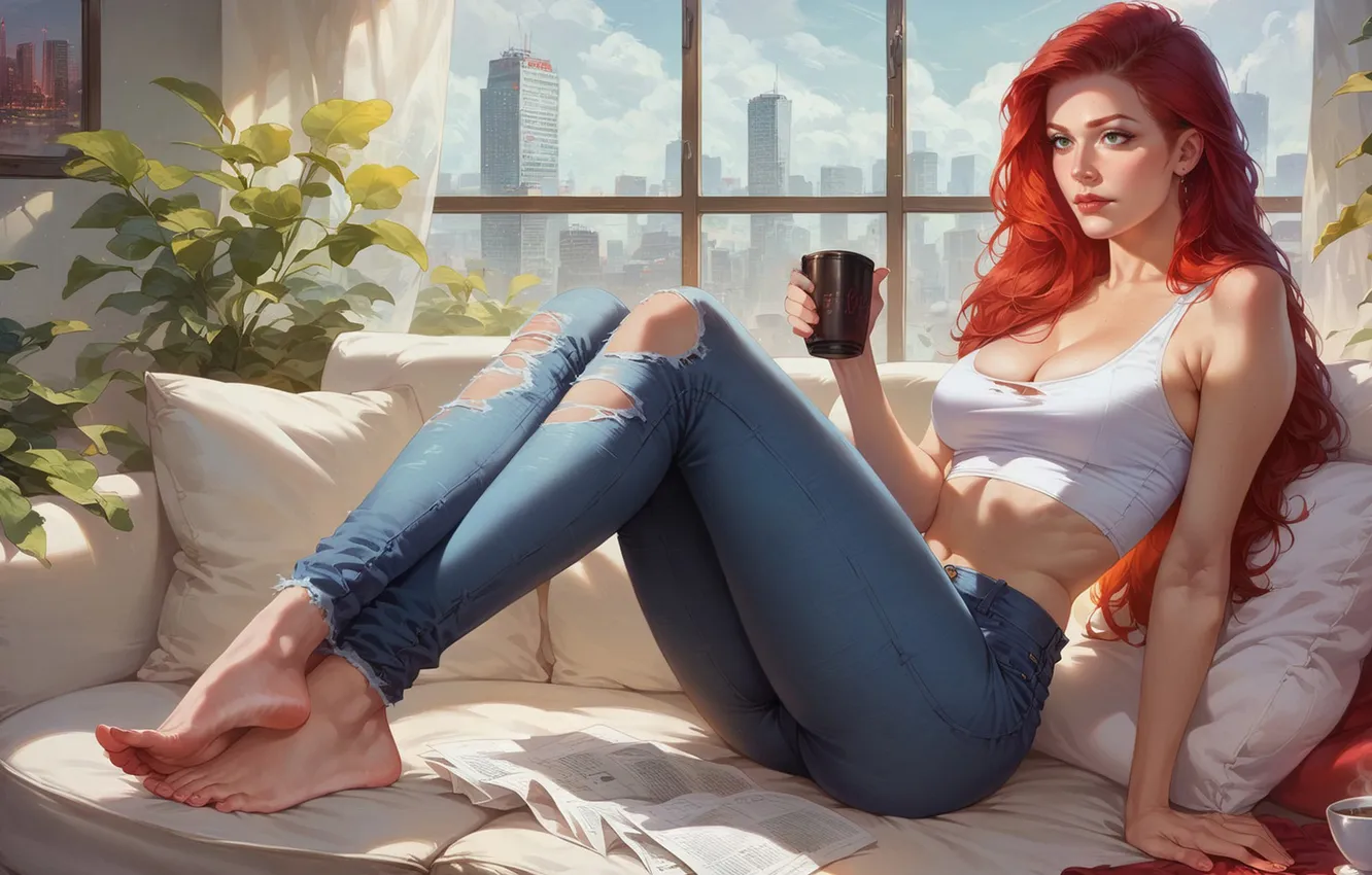 Photo wallpaper girl, Neuroart, AI ART, neural network