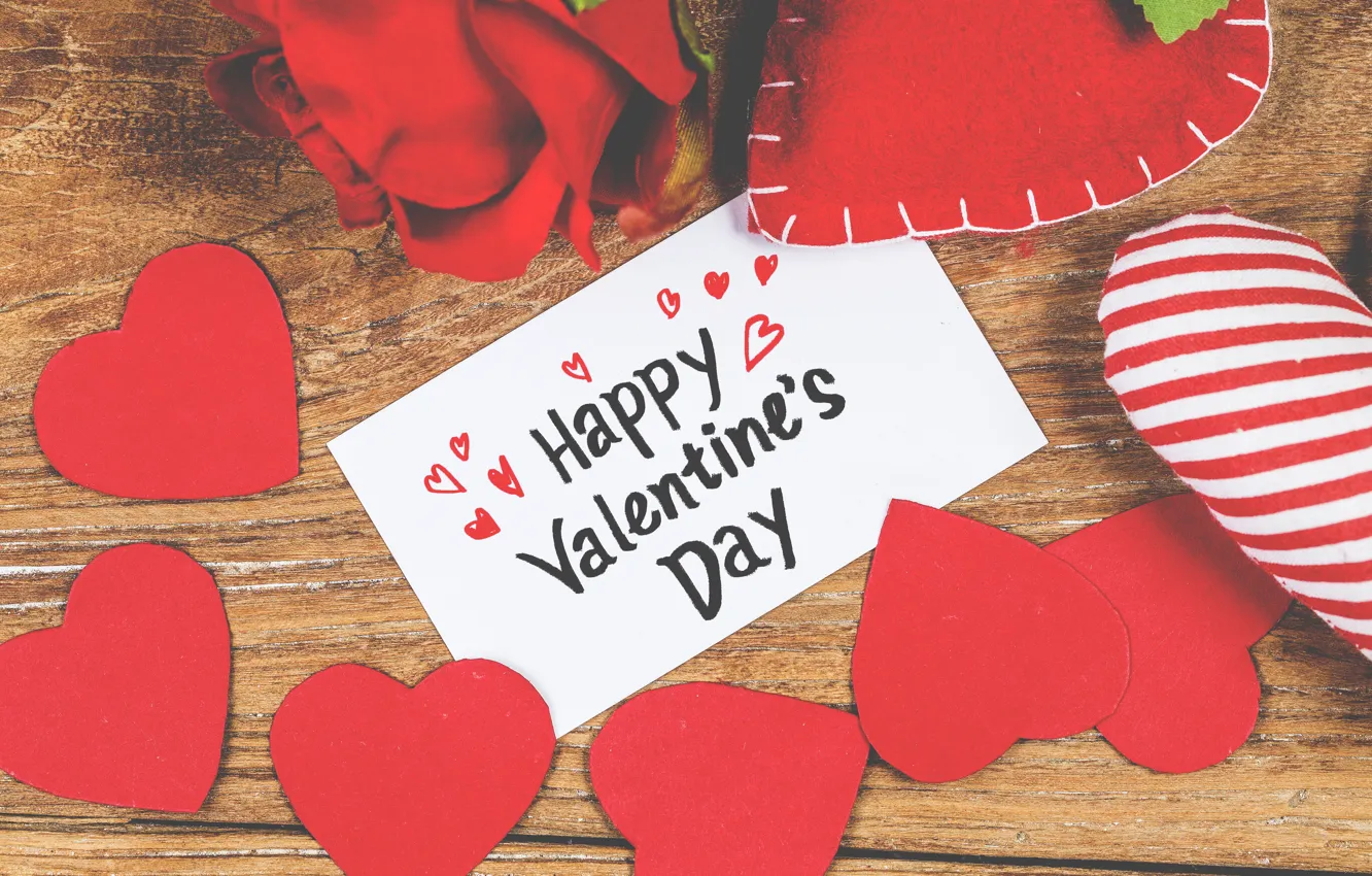 Photo wallpaper holiday, roses, hearts, Valentine's day, postcard