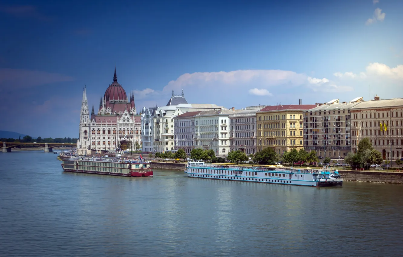 Photo wallpaper river, Hungary, Budapest, The Danube, River court