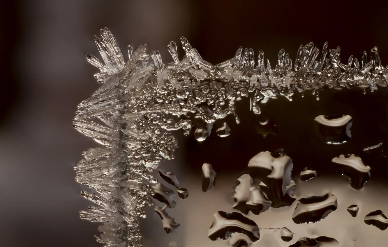 Photo wallpaper frost, glass, drops, background, crystals