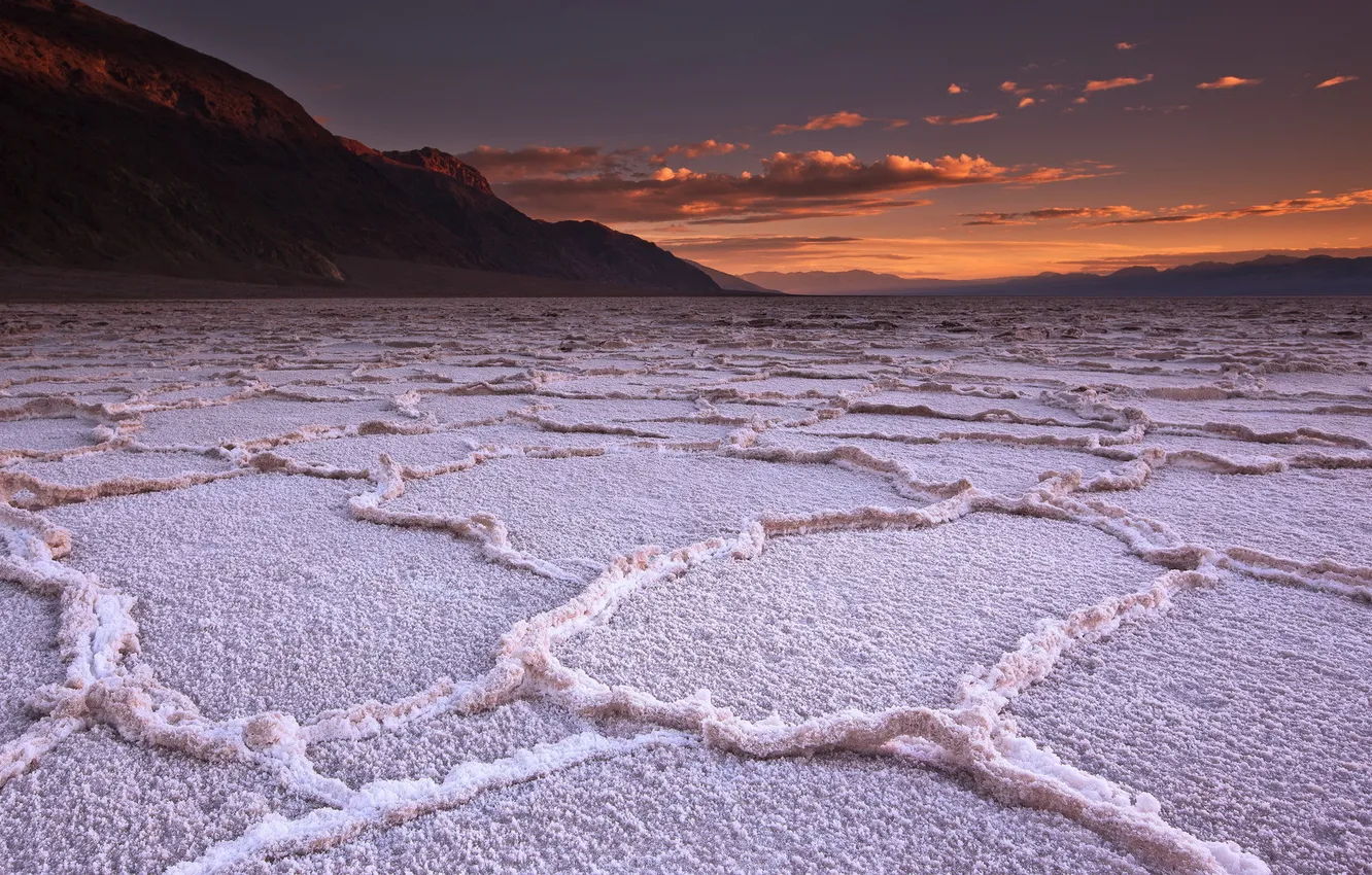 Photo wallpaper landscape, sunset, salt