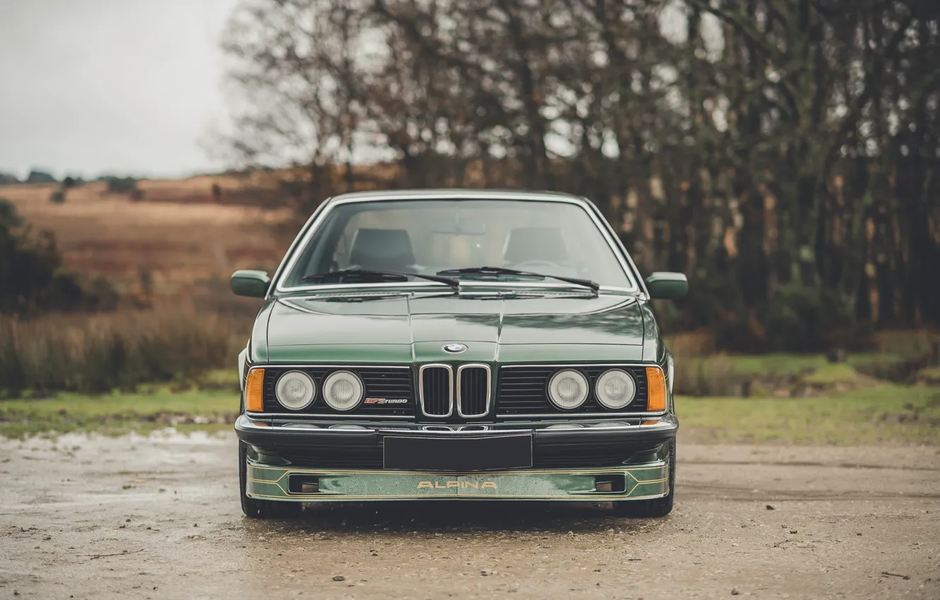 Photo wallpaper BMW, Green, Front, Turbo, Face, E24, 1982, Alpina