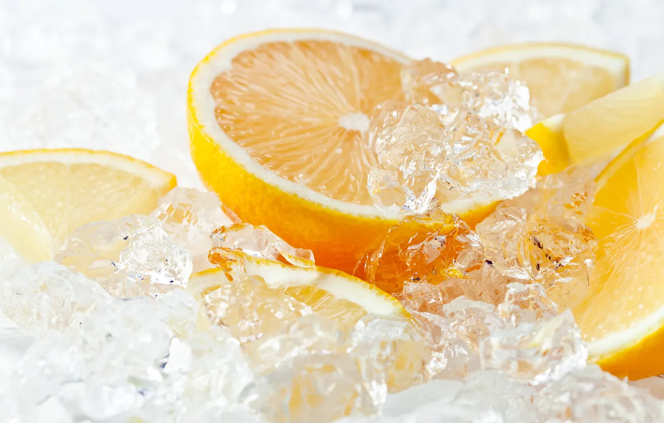 Photo wallpaper ice, lemon, orange, citrus, lemon, ice, orange, citrus