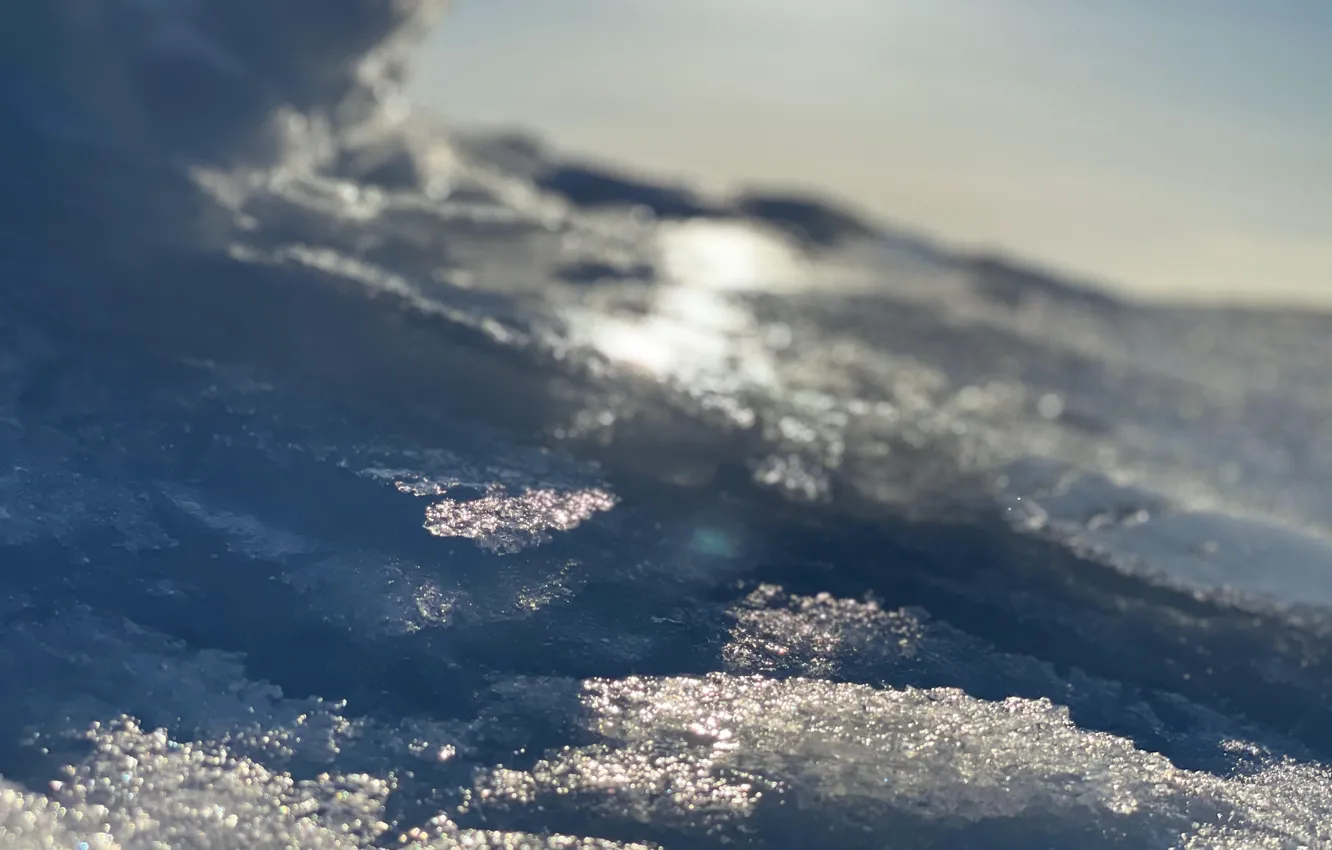 Photo wallpaper ice, sea, the sun
