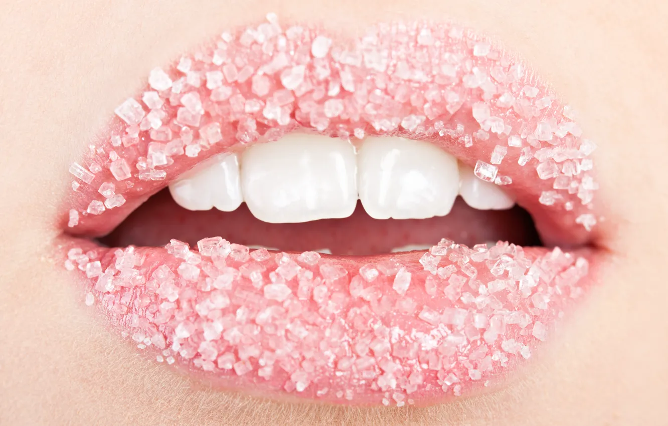Photo wallpaper woman, lips, sugar, teeth