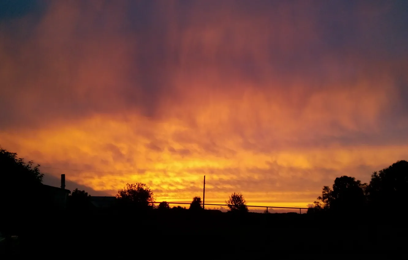 Photo wallpaper the sky, clouds, sunset, the evening, the atmosphere