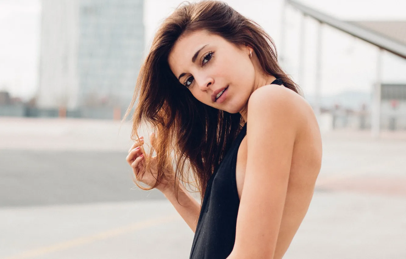 Photo wallpaper look, girl, brunette