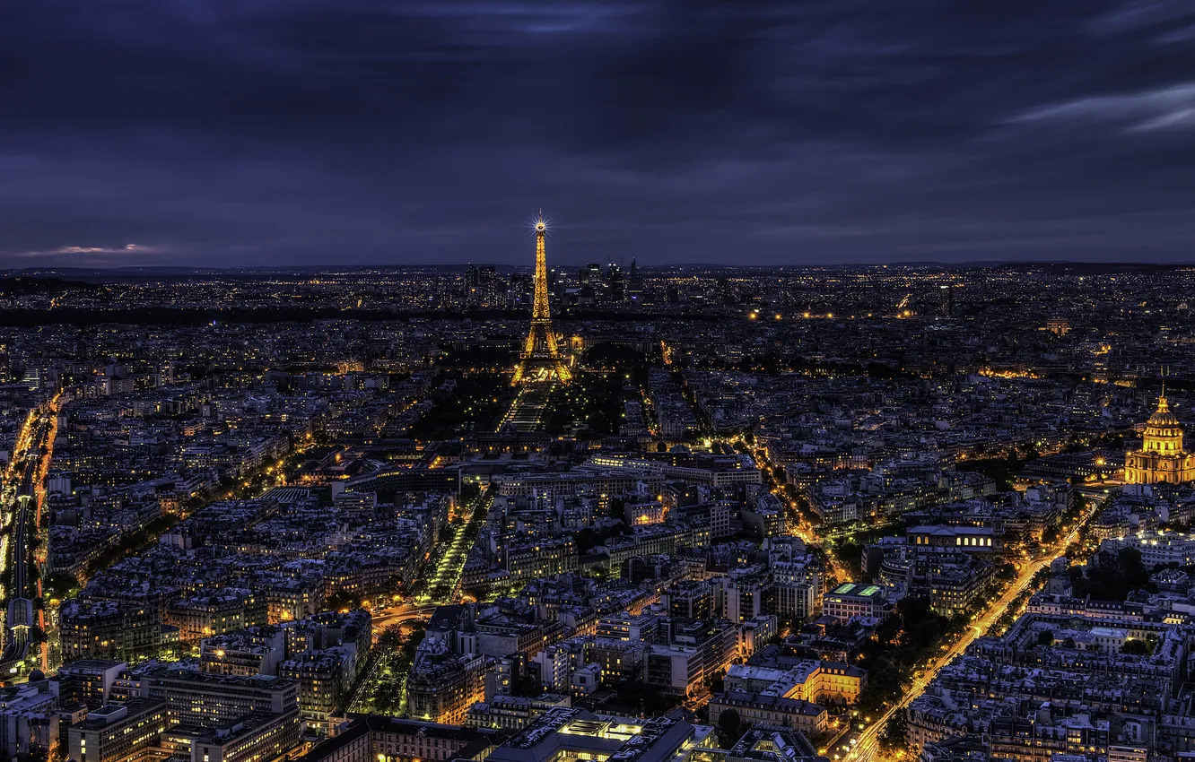 Photo wallpaper light, night, the city, France, Paris, building, home, panorama