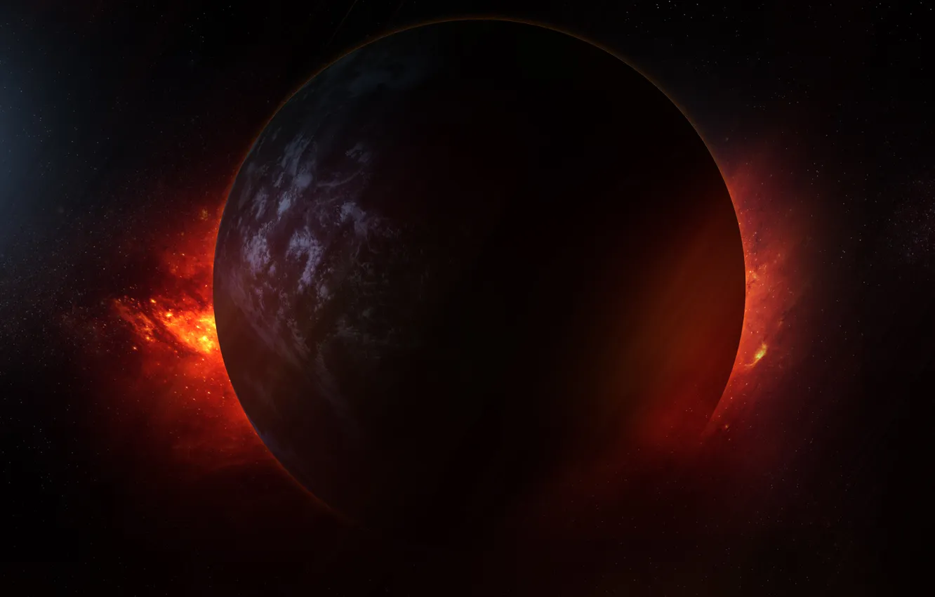 Photo wallpaper space, stars, lights, planet