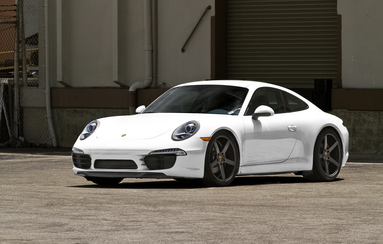 Photo wallpaper white, building, Porsche, white, Porsche, Wheels, Carrera, blinds