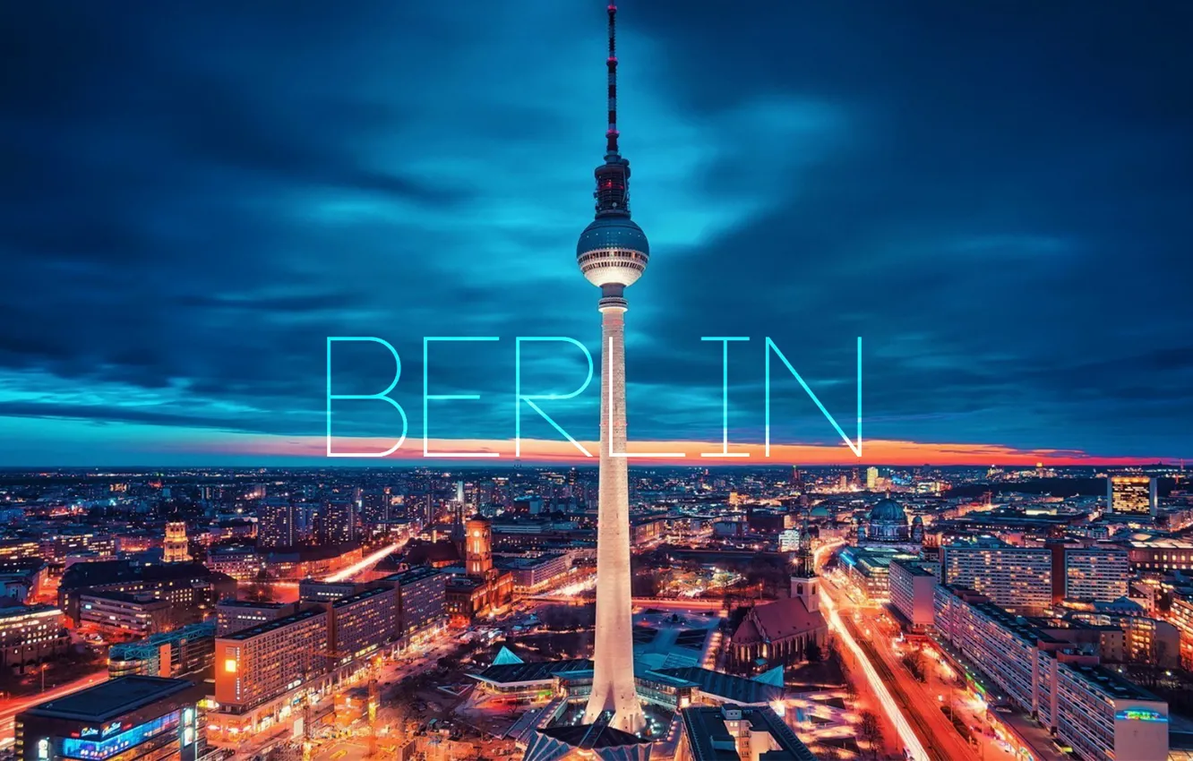 Photo wallpaper night, city, Berlin