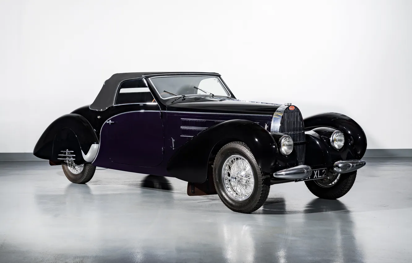 Photo wallpaper Bugatti, retro cars, Cabriolet, 1939, Type 57C, Bugatti Type 57C, Aravis, by Gangloff