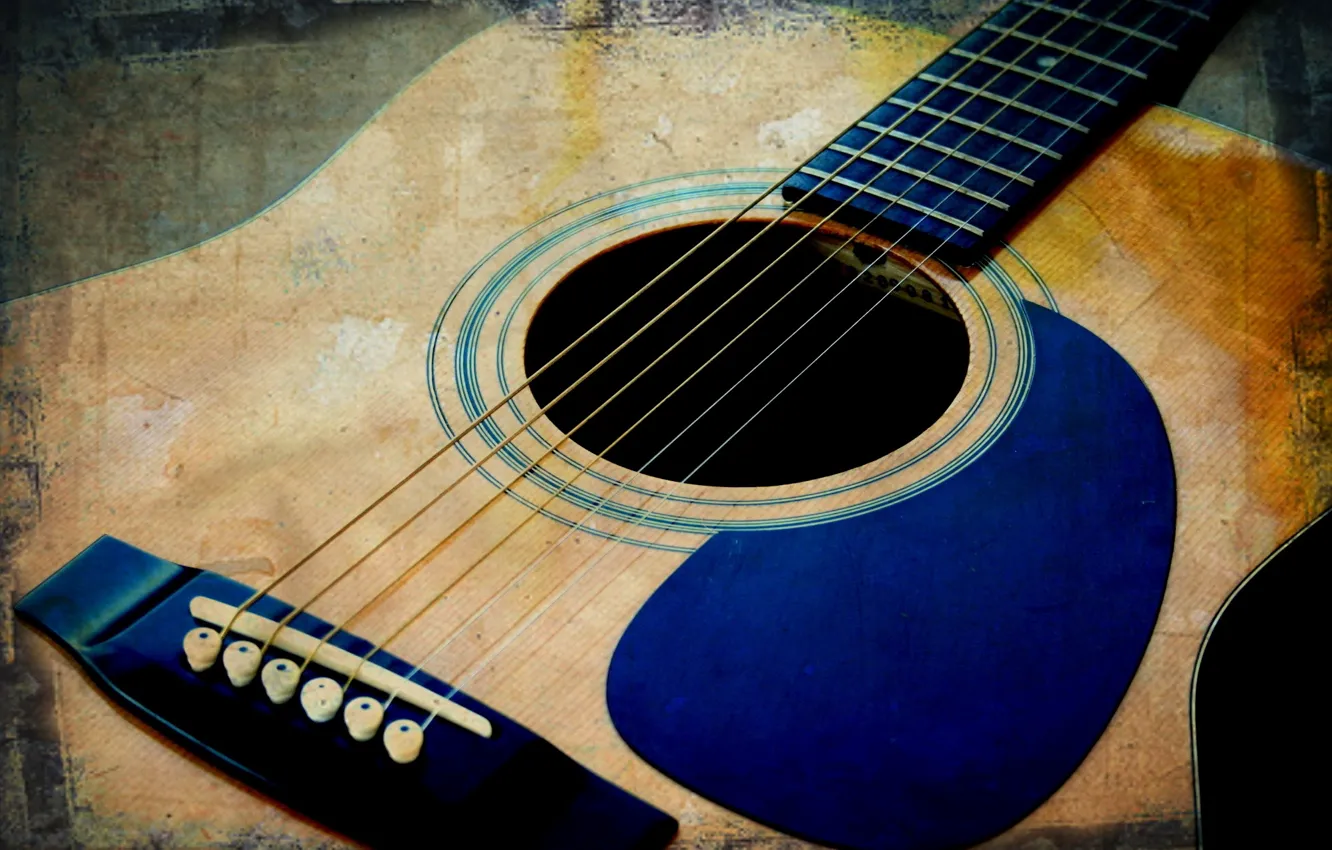 Photo wallpaper macro, music, guitar