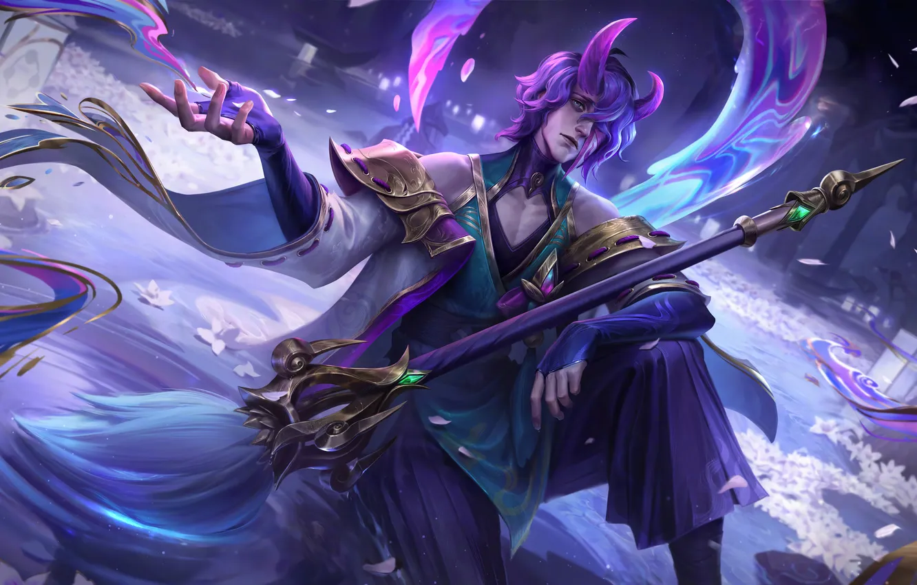 Photo wallpaper staff, game, gesture, characters, League of Legends, sitting, lol, LoL