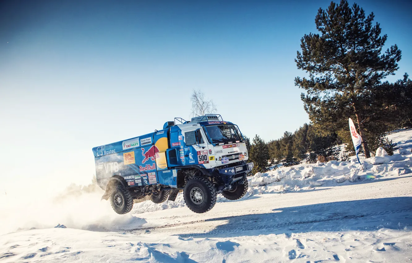 Photo wallpaper winter, snow, sport, speed, Truck, Master, Russia, 500