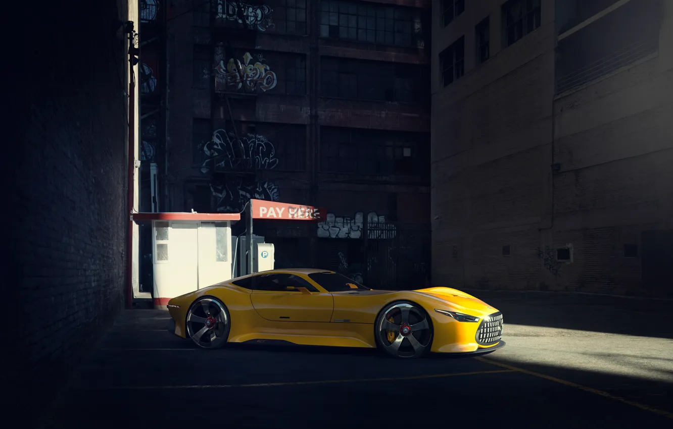 Photo wallpaper Mercedes-Benz, Car, Vision, AMG, Yellow, GT