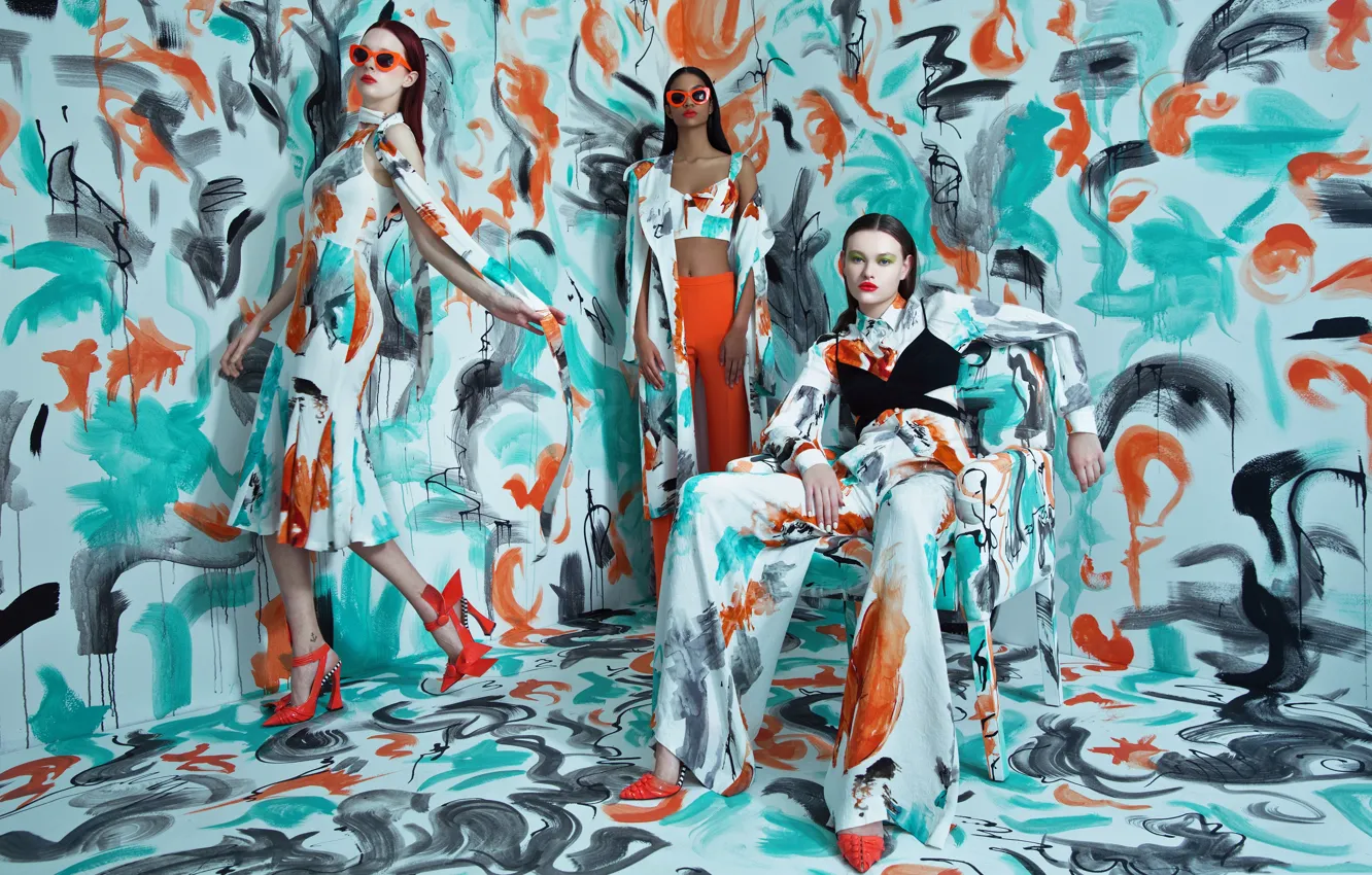 Photo wallpaper girl, paint, model, fashion