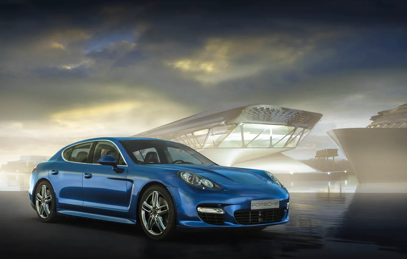 Photo wallpaper Porsche, Panamera, blue